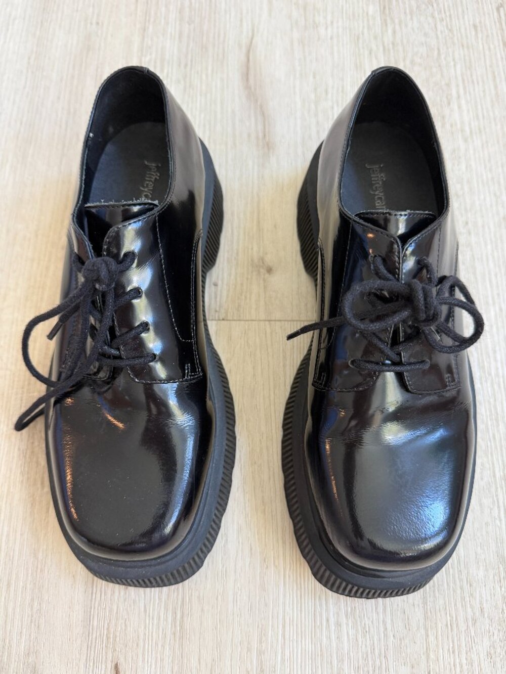 Jeffrey Campbell Black Y2K The Office Grunge Patent Platform Oxford Shoes 8.5 - Picture 2 of 10